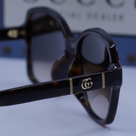 Gucci GG0765SA 003 Butterfly Sunglasses - Havana/Brown main image 3